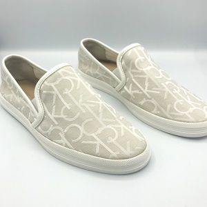 Calvin Klein Cream Slip-On Sneakers